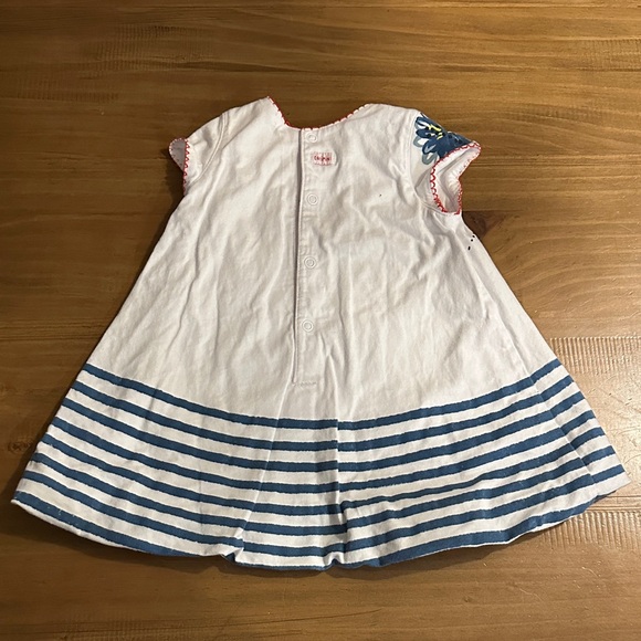 Catimini White and Blue Striped Kids Dress- 100% Cotton - Picture 2 of 7